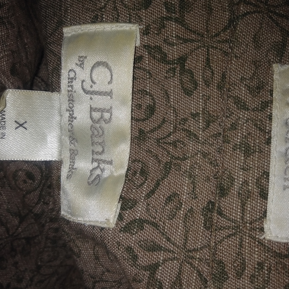 C.J. Banks 1X Beige Patterned Shirt Blazer Plus - Picture 5 of 5